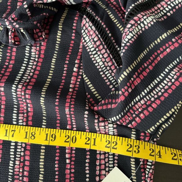 Tea Please Peasant Womens 1X Pink Black dots Balloon Sleeves Boho Blouse Top - Picture 8 of 10